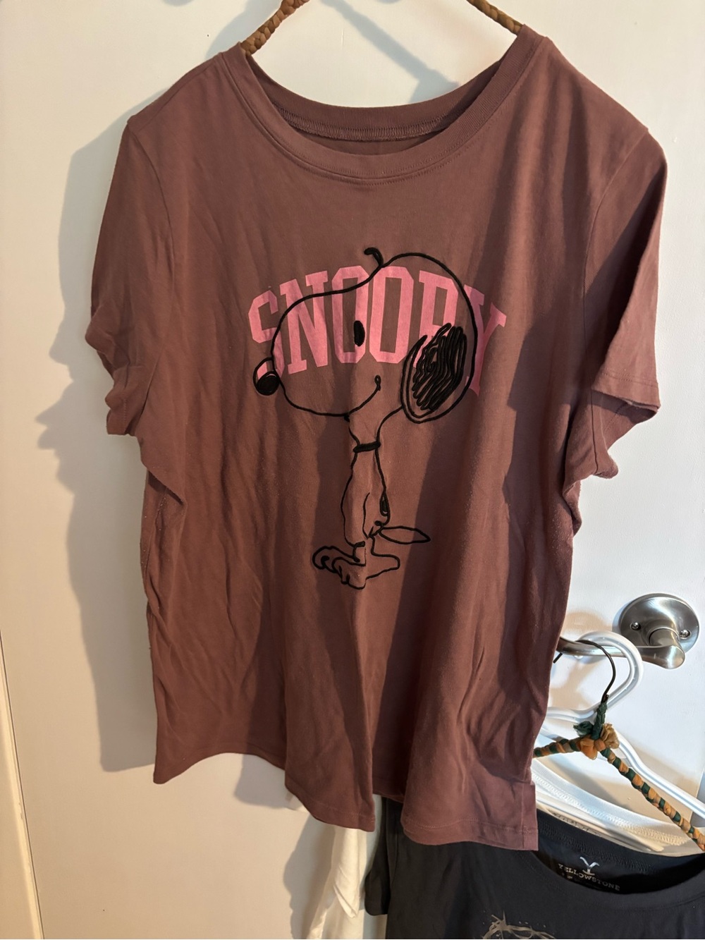 torrid Mauve Snoopy Graphic Tee with Pink Lettering